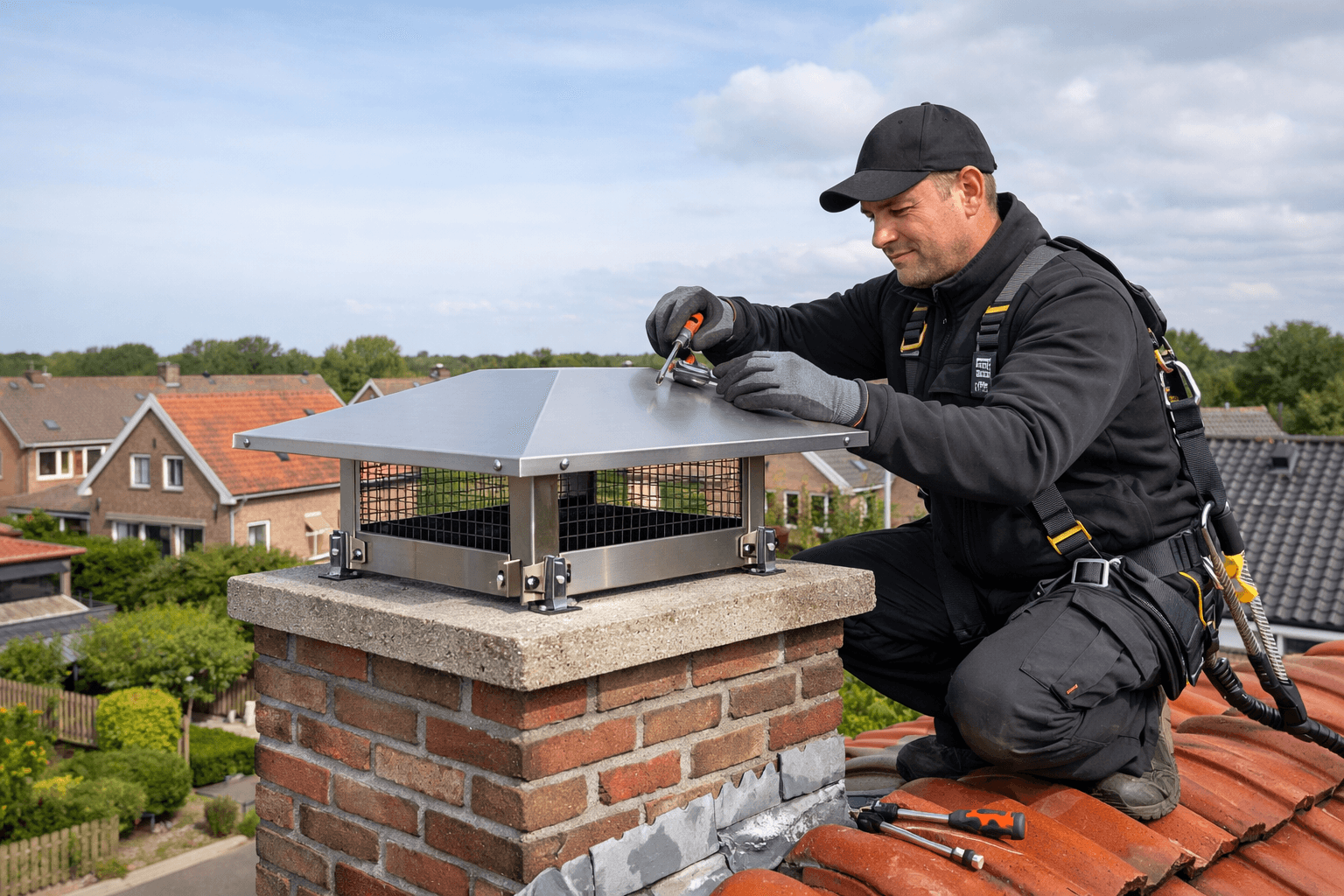 Schoorsteenkap plaatsen